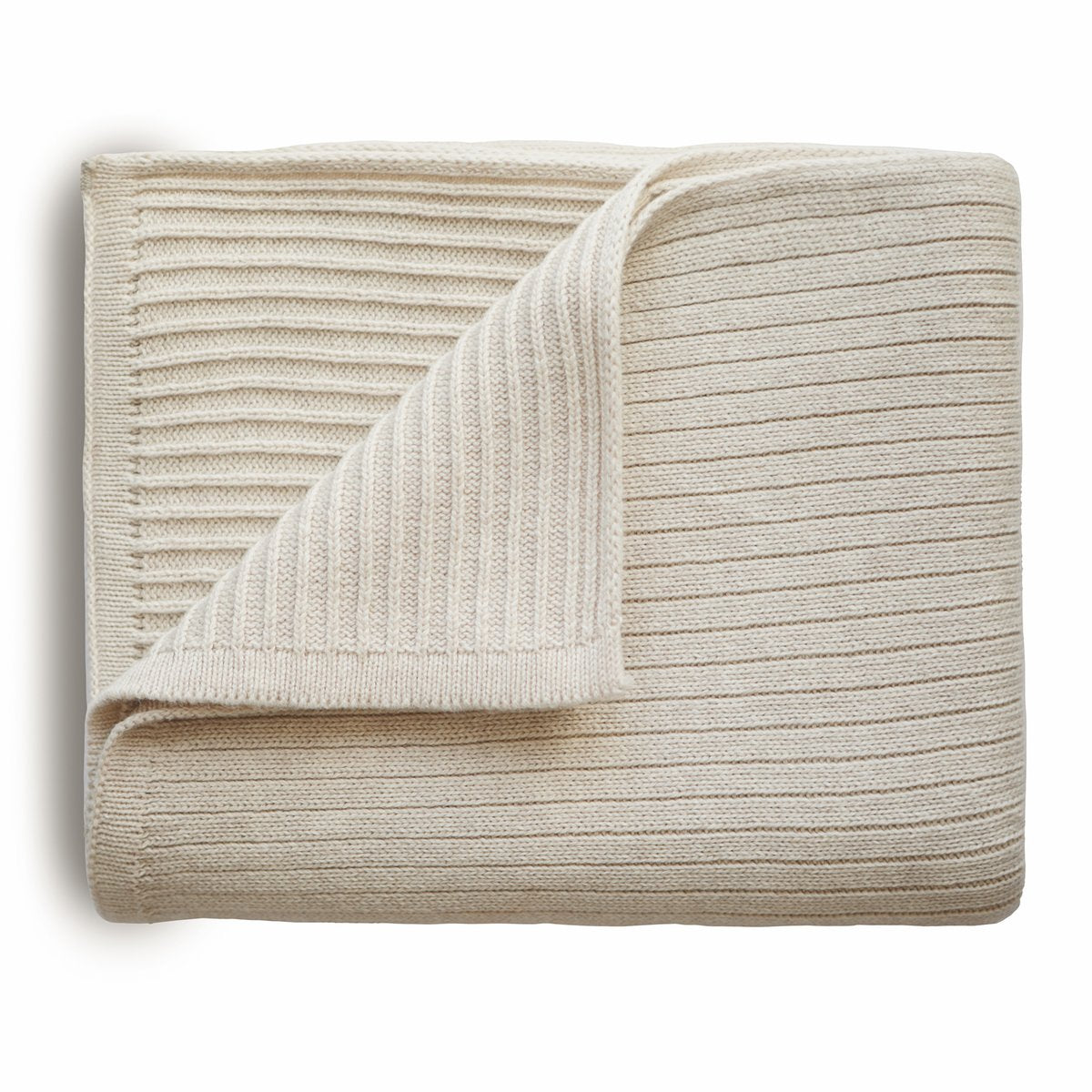 Knitted Ribbed Baby Blanket Beige Melange – Mini Hazel