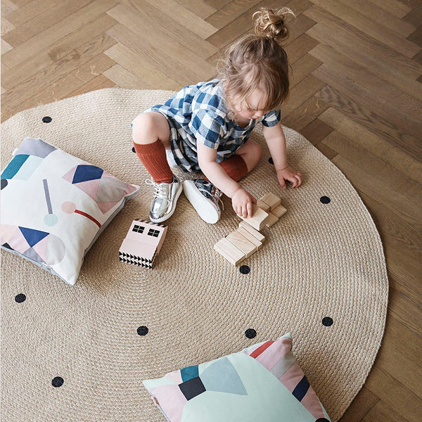 Jute Carpet - Black Dots