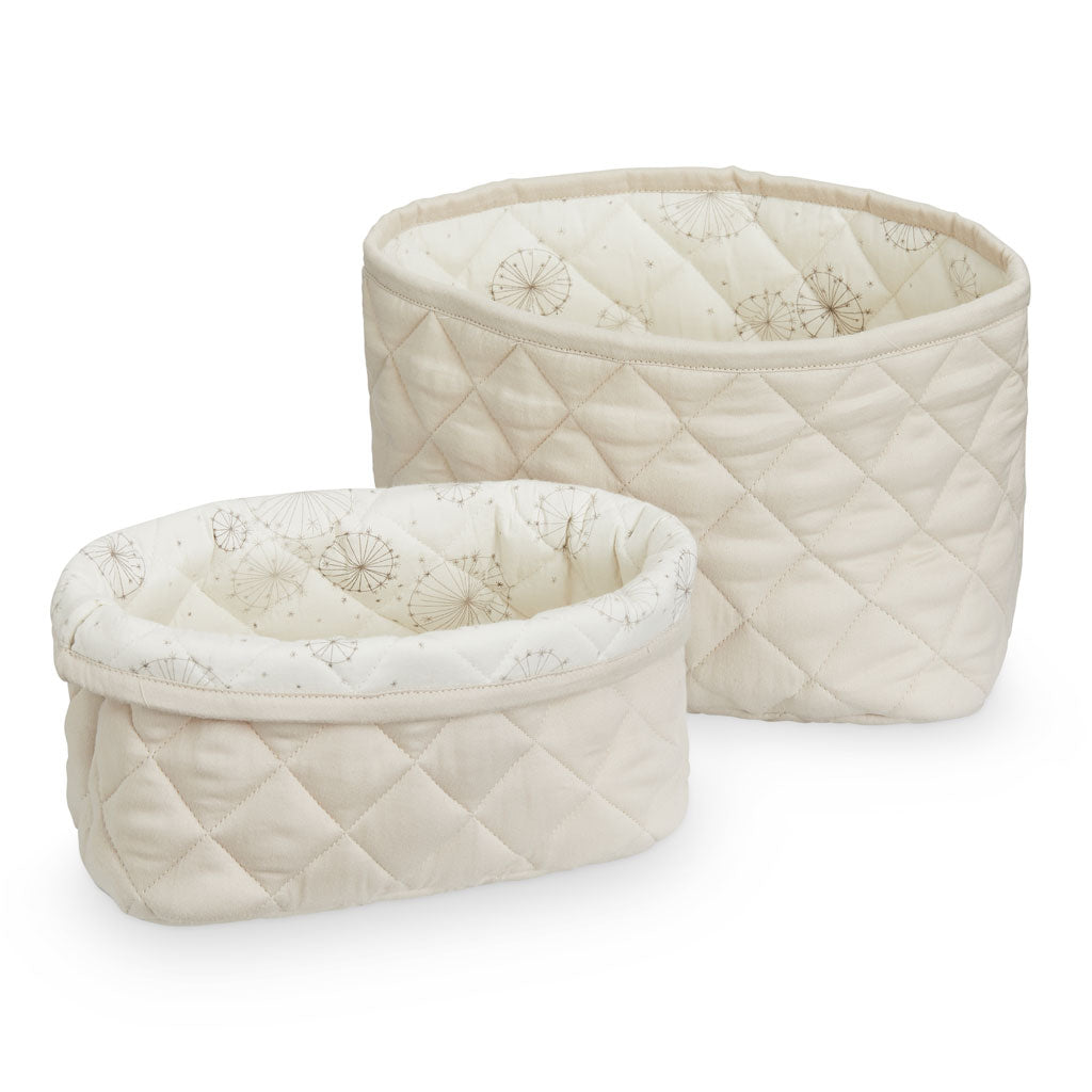 Quilted Storage Basket - Light Sand (Set of Two)
