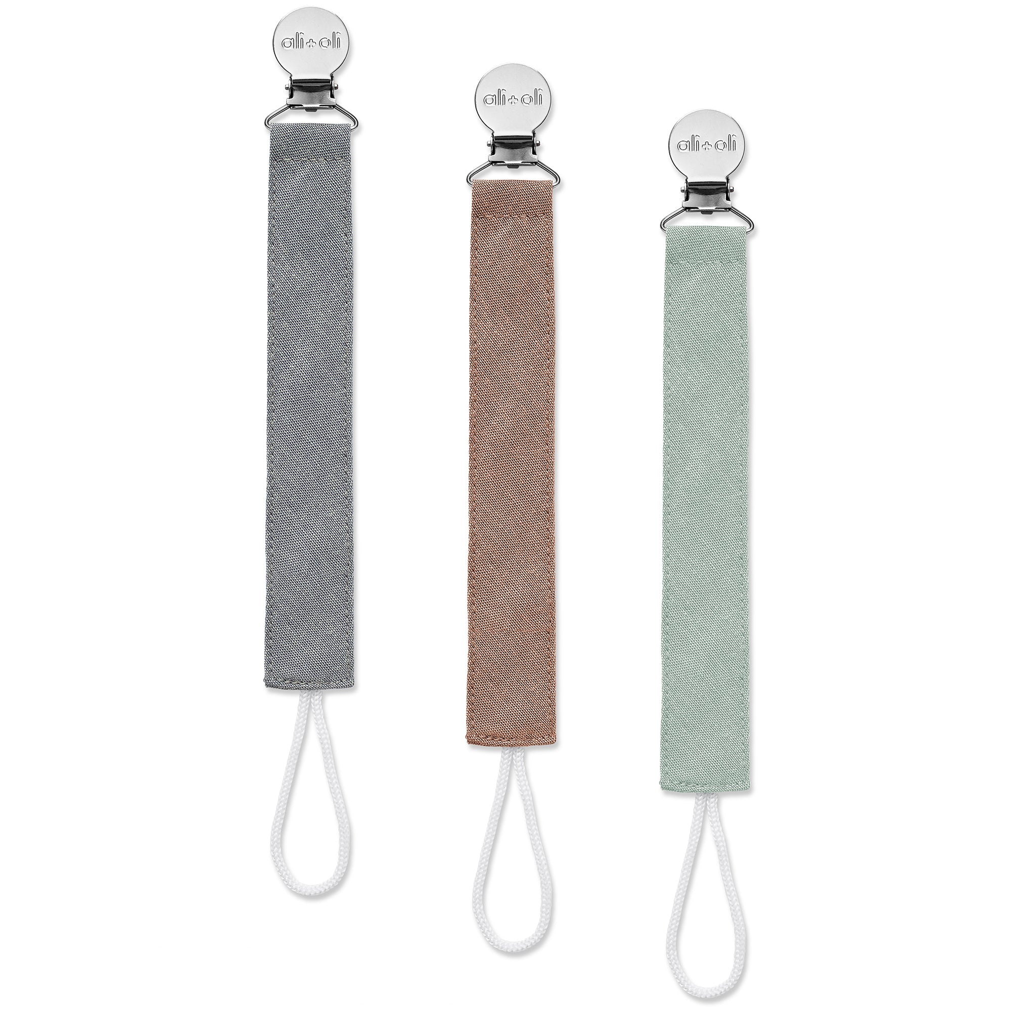 Linen Pacifier Clips - Forest (Set of 3)