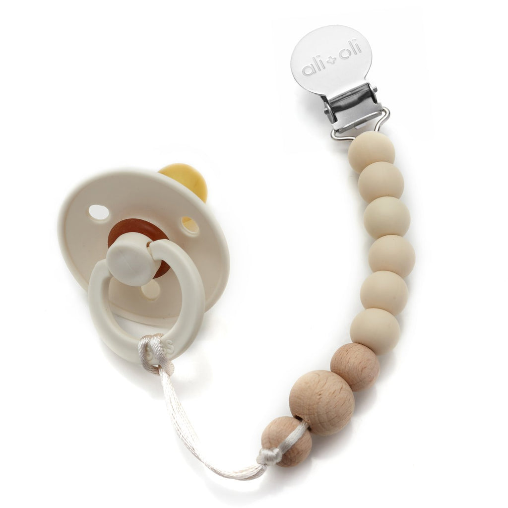 Modern Pacifier Clip Soft Natural Wood