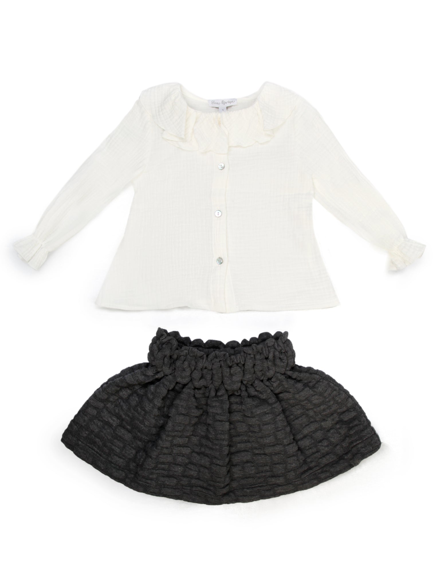 Grey & White Skirt Set