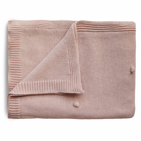 Knitted Textured Dots Baby Blanket - Blush
