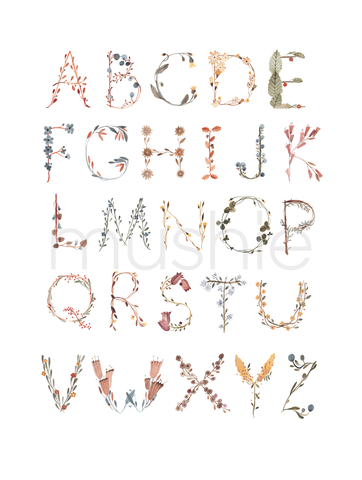 Alphabet Floral Poster