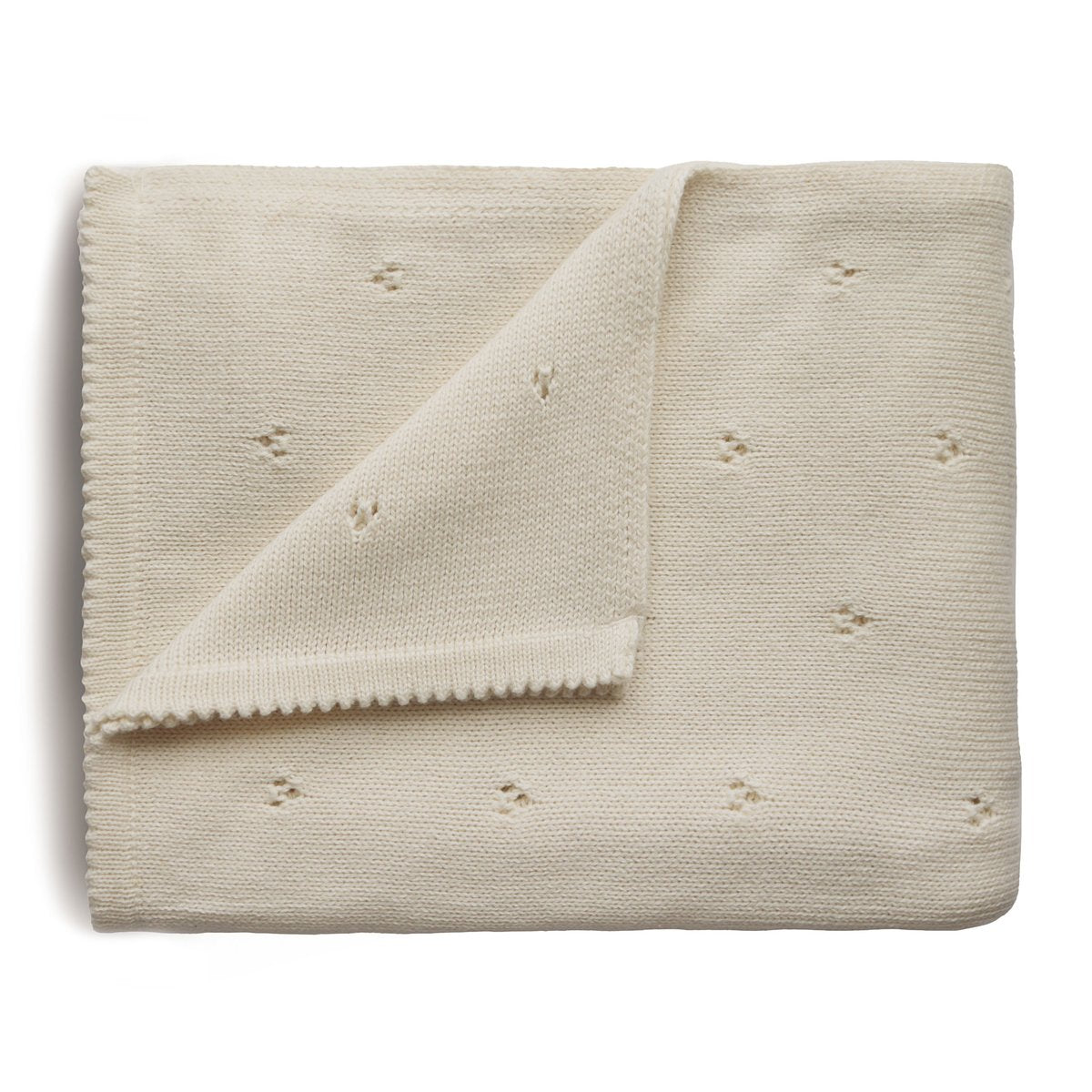 Knitted Pointelle Baby Blanket - Ivory