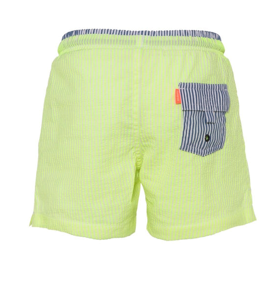 Boys Neon Seersucker Swim Shorts